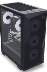 The Viper Ultra EZ Trading Computer, three fans in the mesh front and the graphics card behind tempered glass