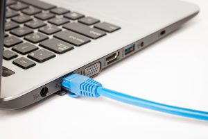 LAN cable is connecting internet to laptop